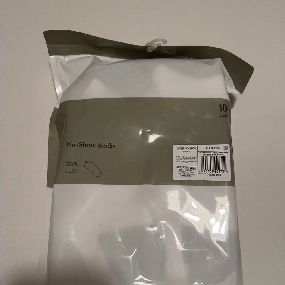 NWT Goodfellow & Co Men’s NO SHOW Socks White 6-12 Cushioned Wicking 10 PAIRS